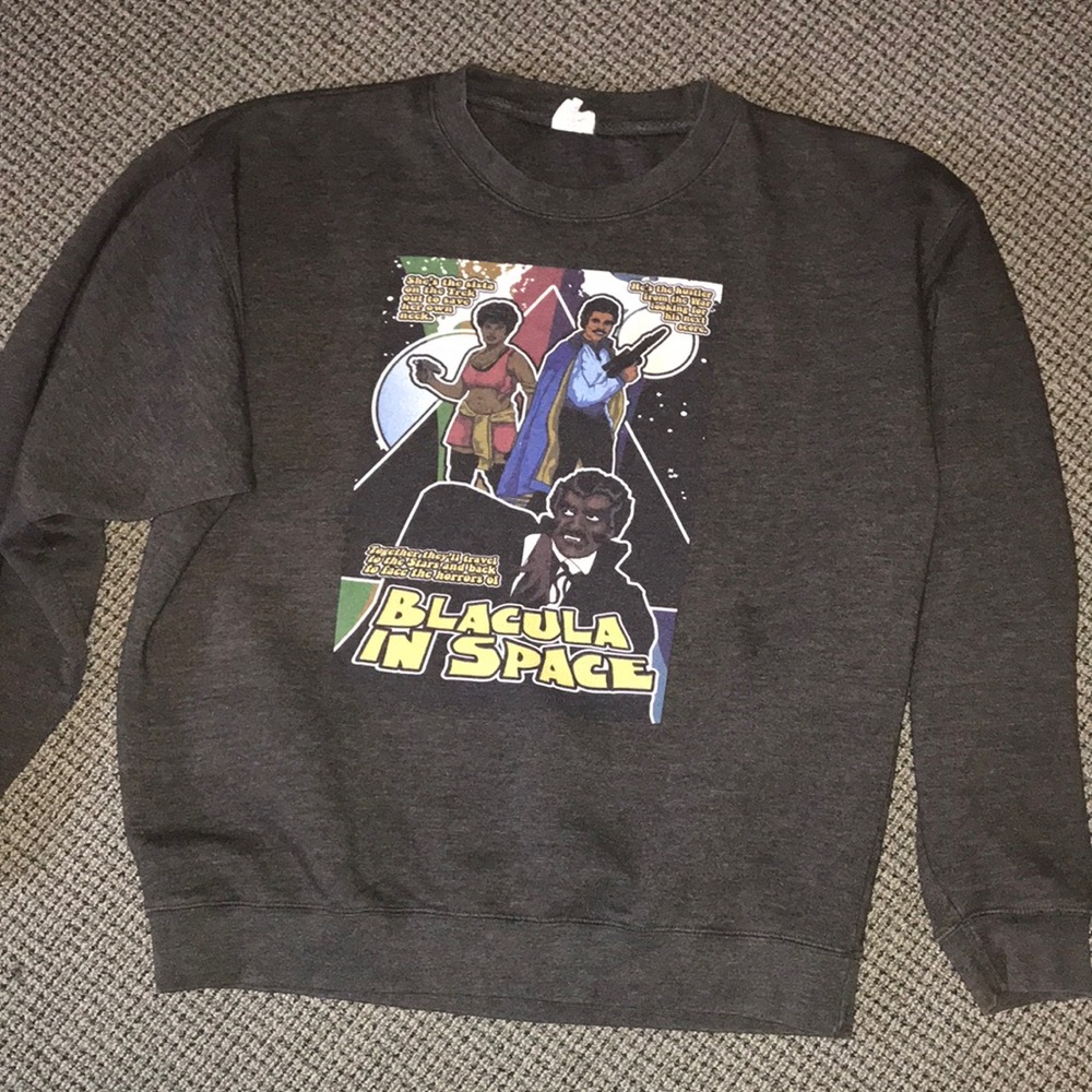 Blacula In Space' Delta Dark Gray Graphic Crewneck Sweatshirt